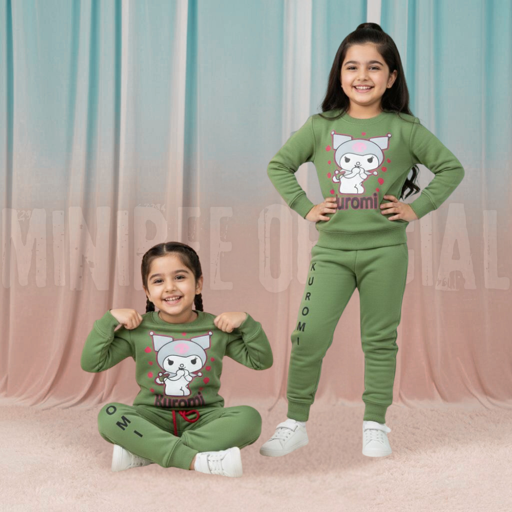 Kuromi Doll Light-Green Fleece Tracksuit
