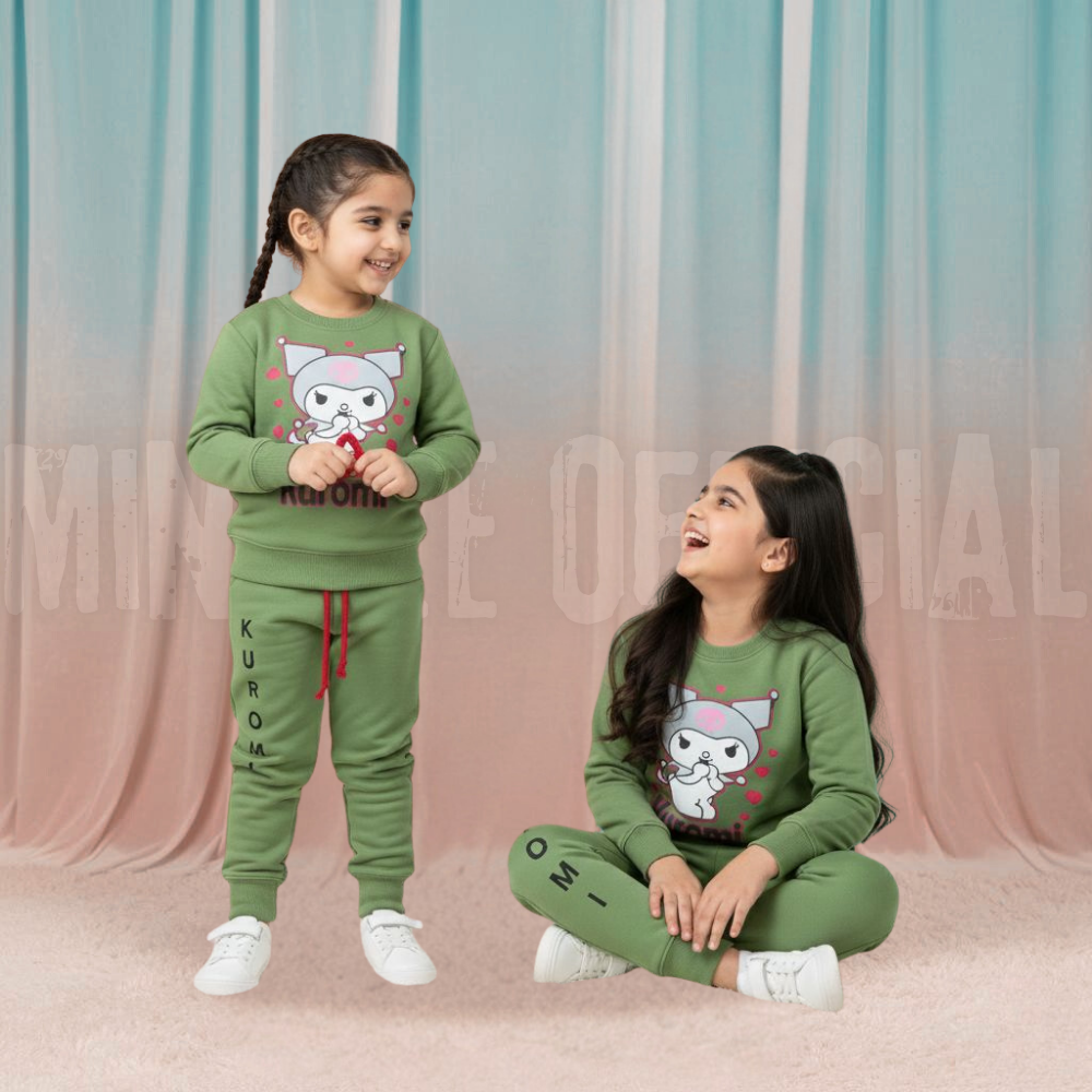 Kuromi Doll Light-Green Fleece Tracksuit
