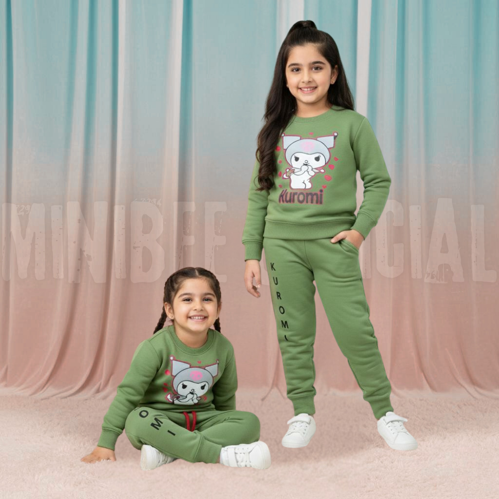 Kuromi Doll Light-Green Fleece Tracksuit