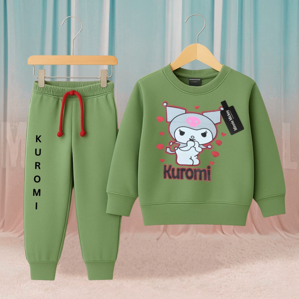 Kuromi Doll Light-Green Fleece Tracksuit