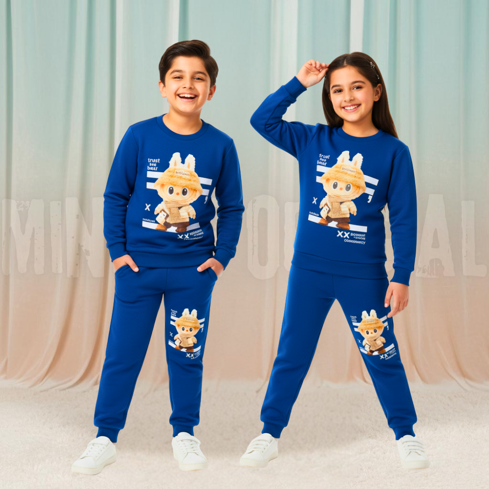 Labubu Doll Blue Fleece Tracksuit
