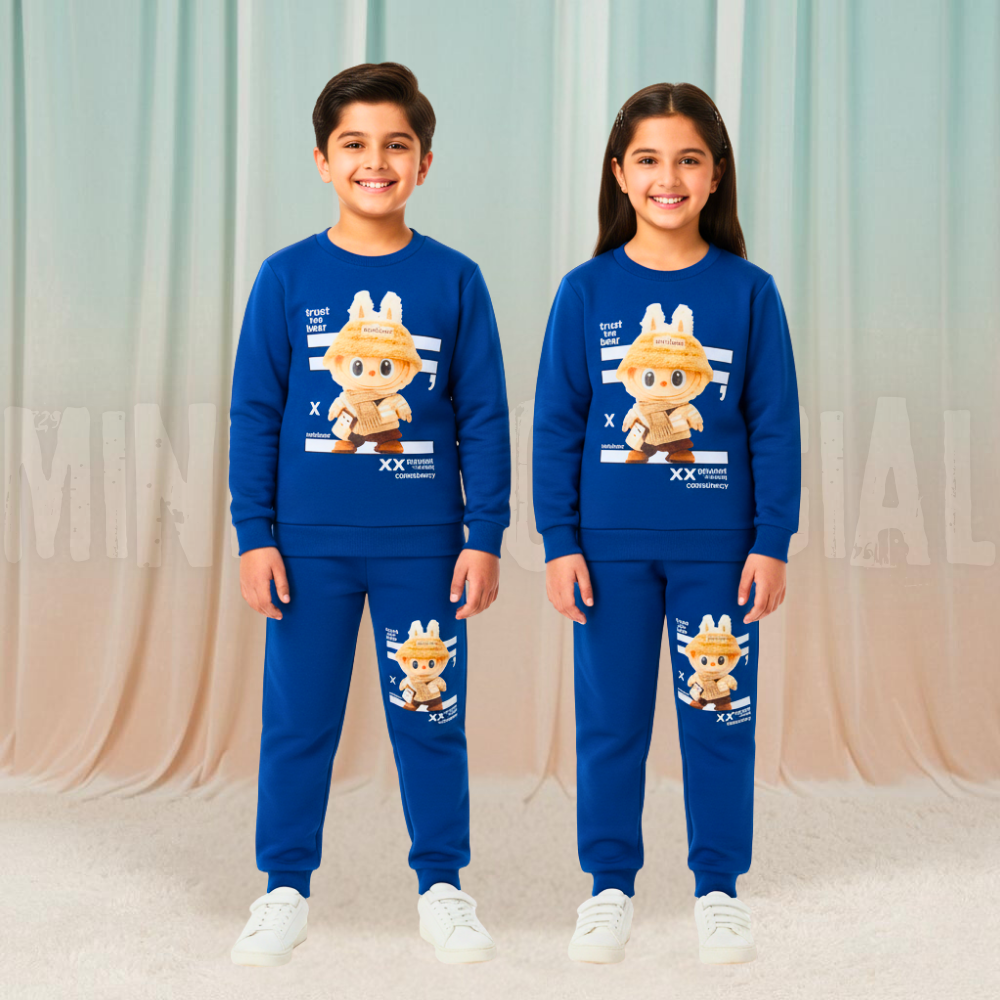 Labubu Doll Blue Fleece Tracksuit