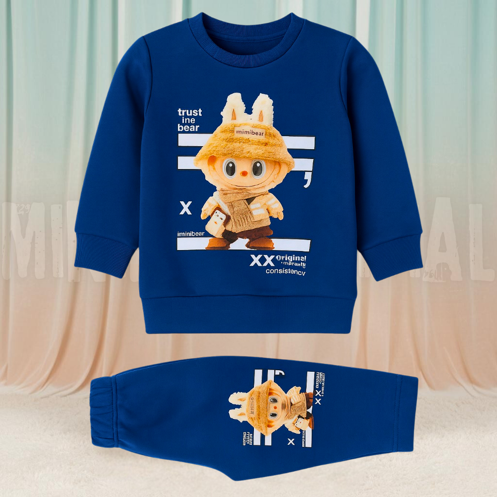 Labubu Doll Blue Fleece Tracksuit