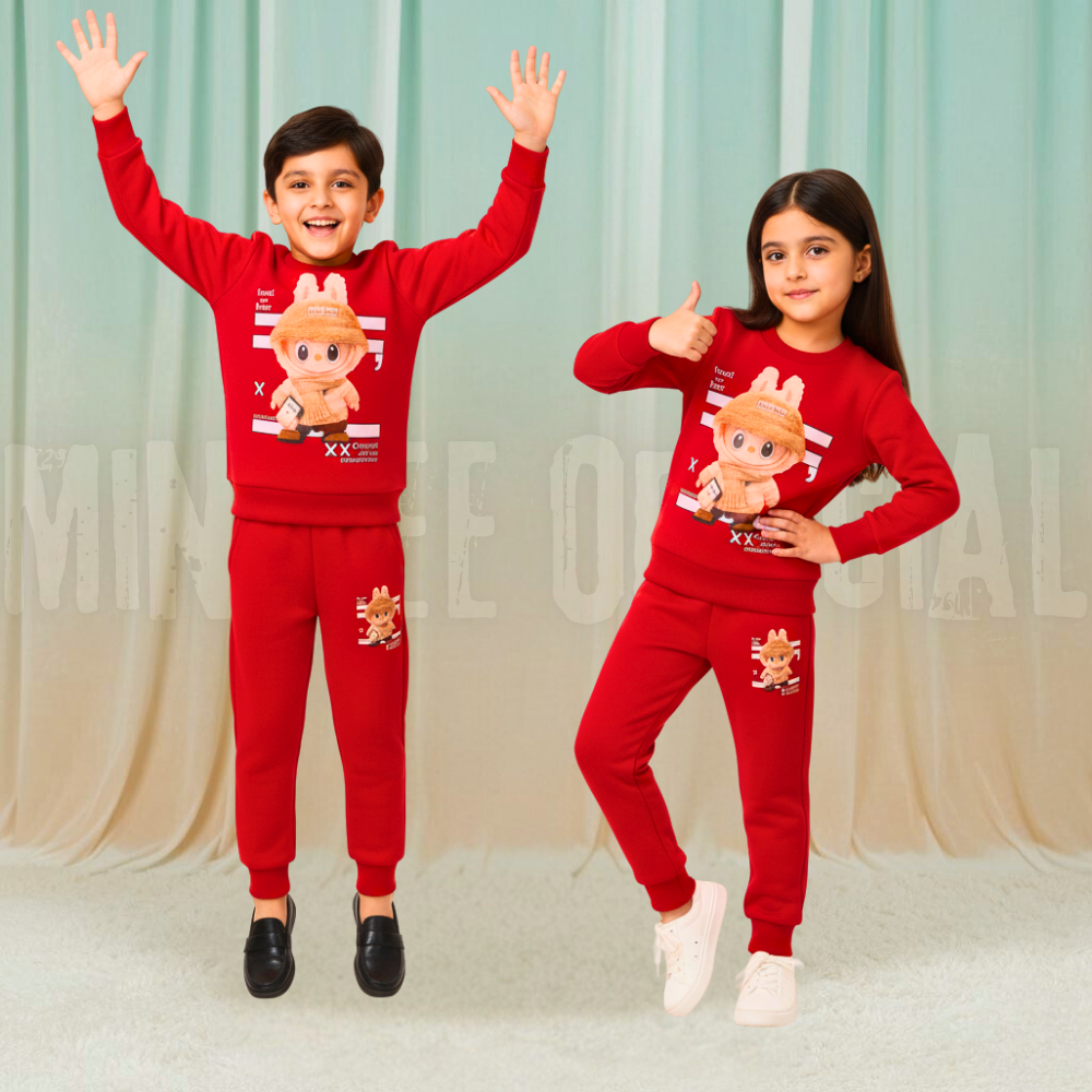 Labubu Doll Red Fleece Tracksuit