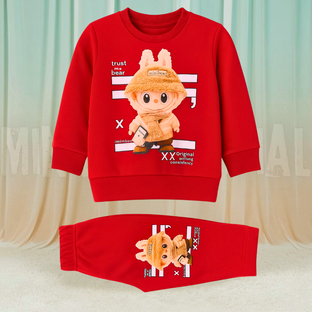 Labubu Doll Red Fleece Tracksuit