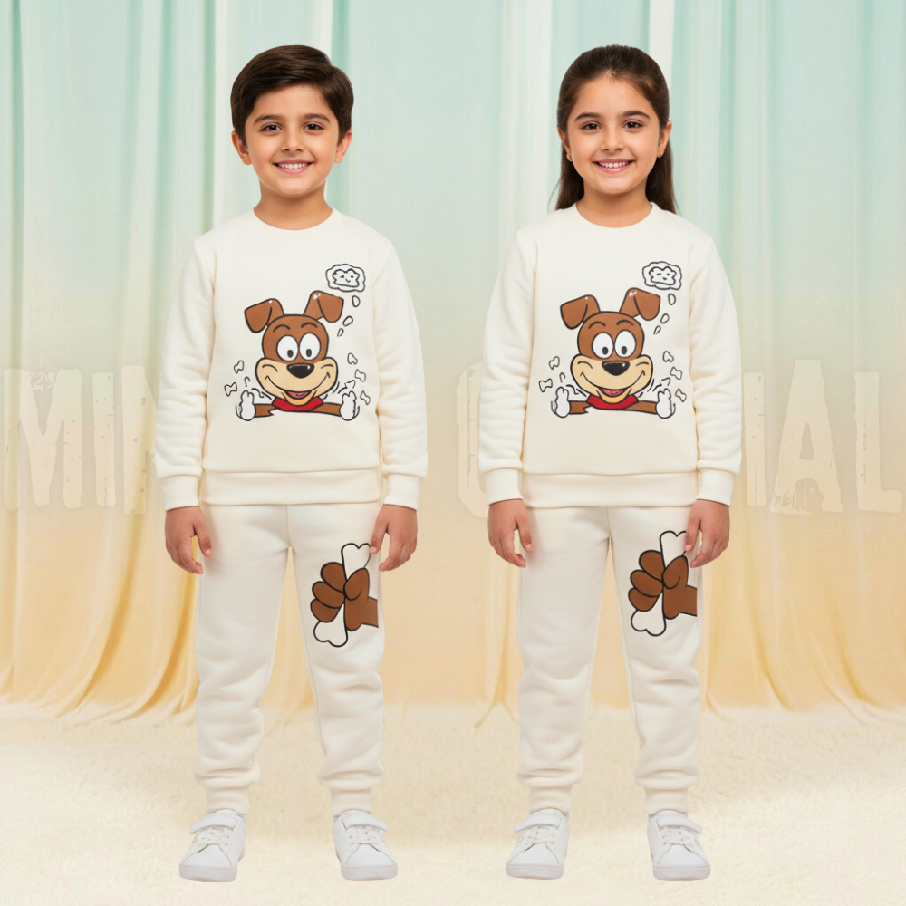 Puppy White Fleece Tracksuit