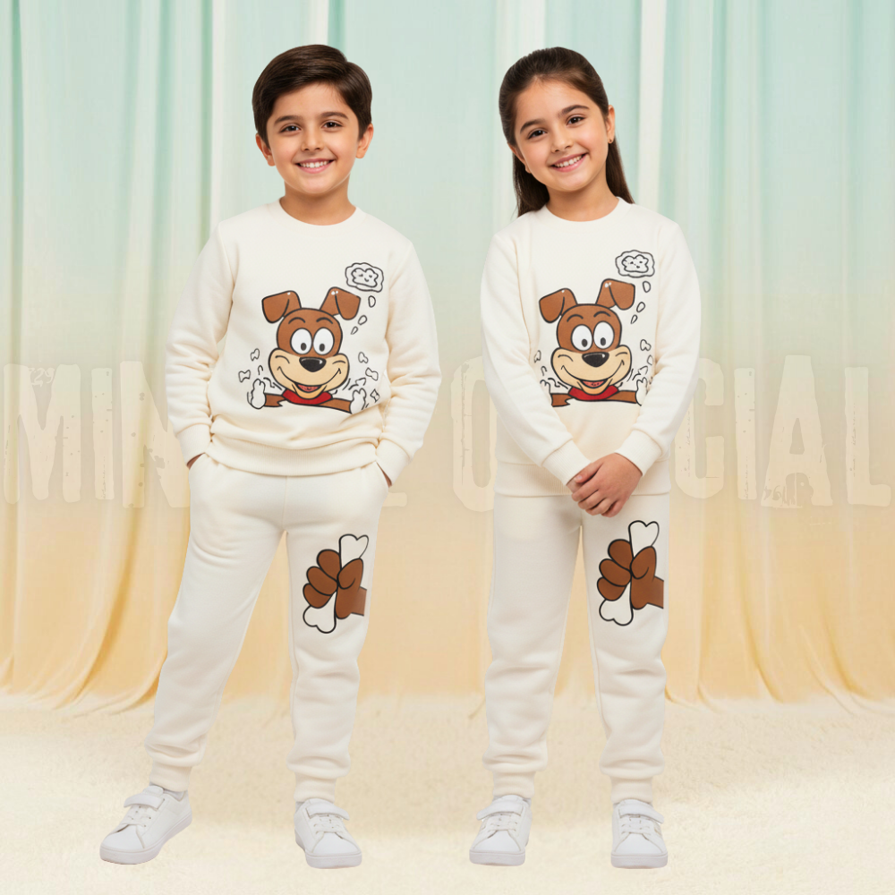 Puppy White Fleece Tracksuit