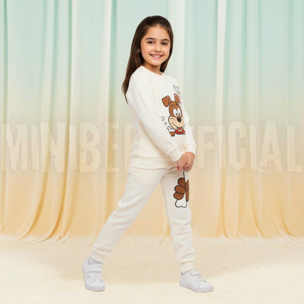 Puppy White Fleece Tracksuit