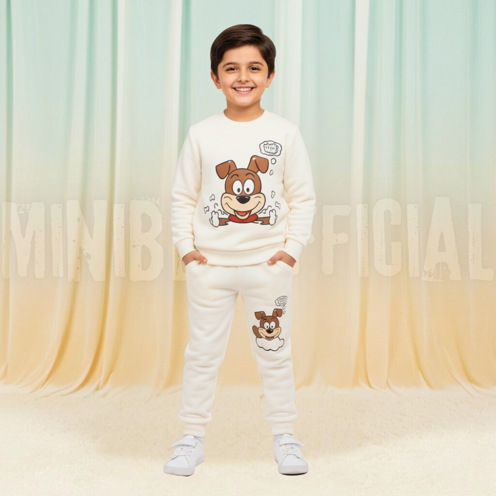 Puppy White Fleece Tracksuit