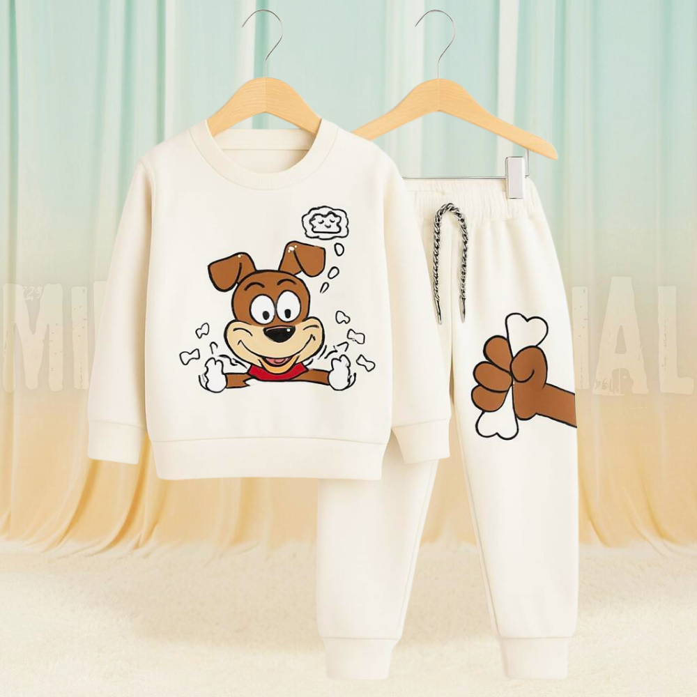 Puppy White Fleece Tracksuit