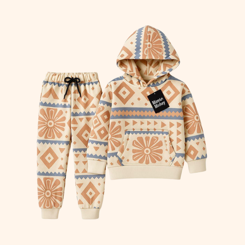 Safari Geo Print Hoodie Tracksuit