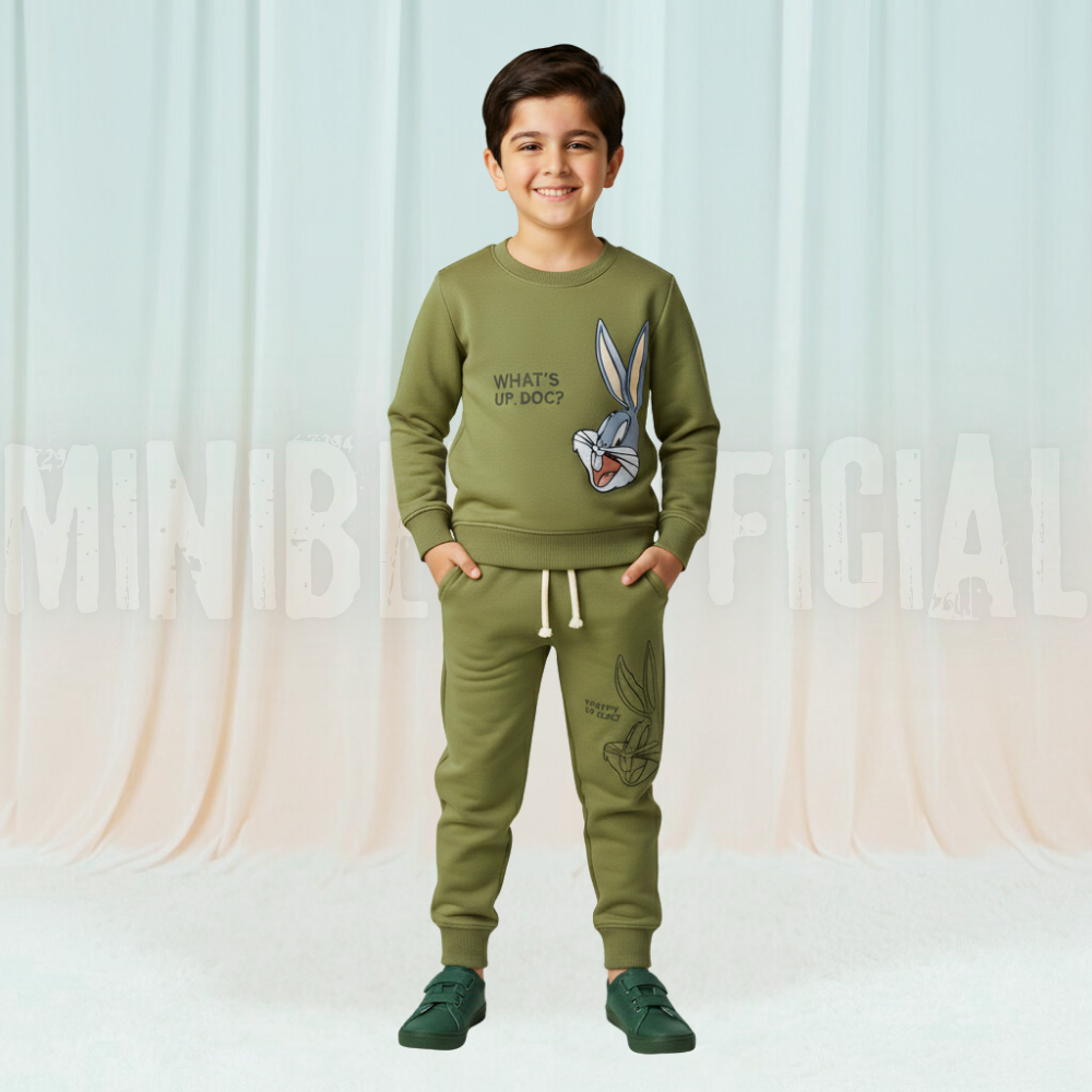 Funny Bunny Green Fleece Tracksuit