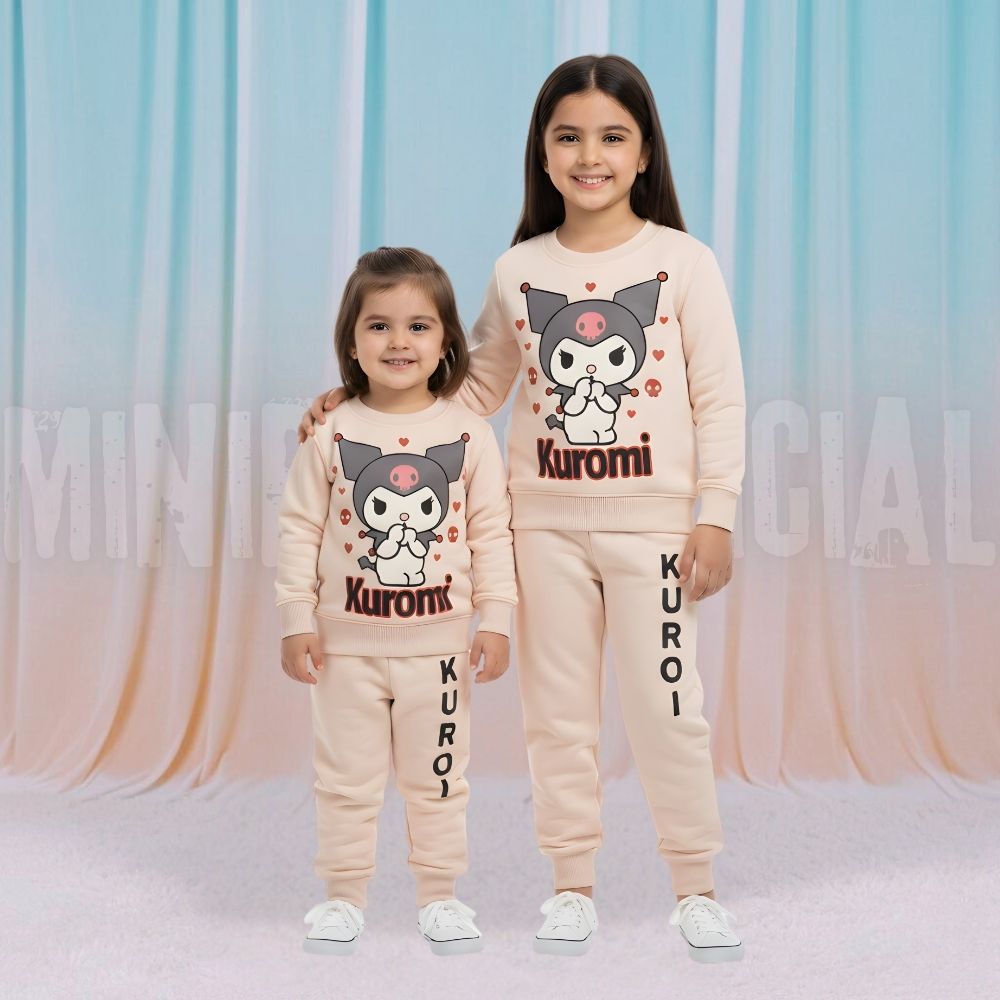 Kuromi Doll Pink Fleece Tracksuit