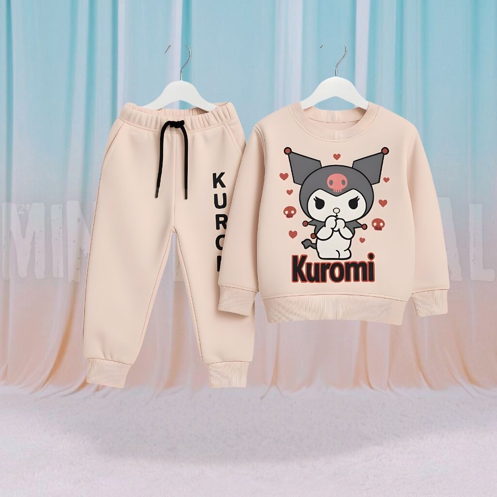 Kuromi Doll Pink Fleece Tracksuit
