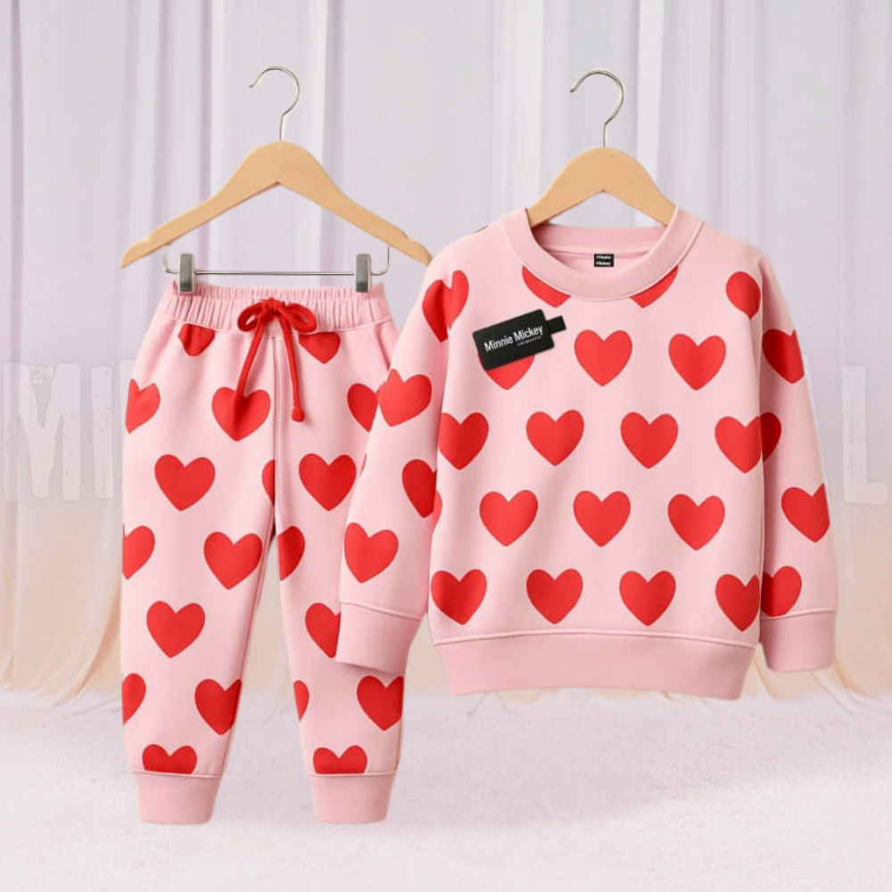 Heart Pink Fleece Tracksuit