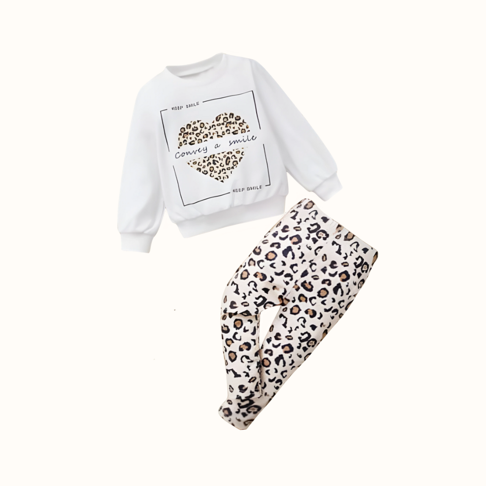 Leopard Heart Fleece Tracksuit
