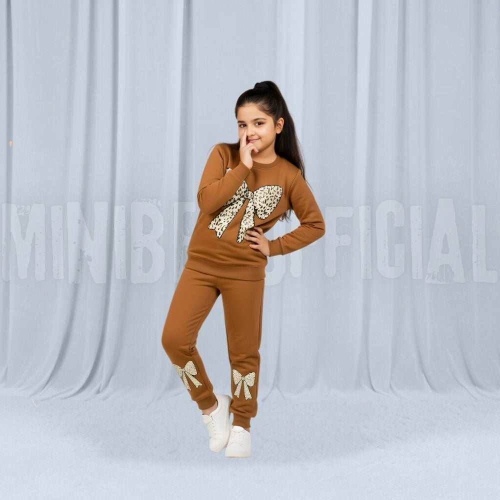 Bow Brown Fleece Tracksuit