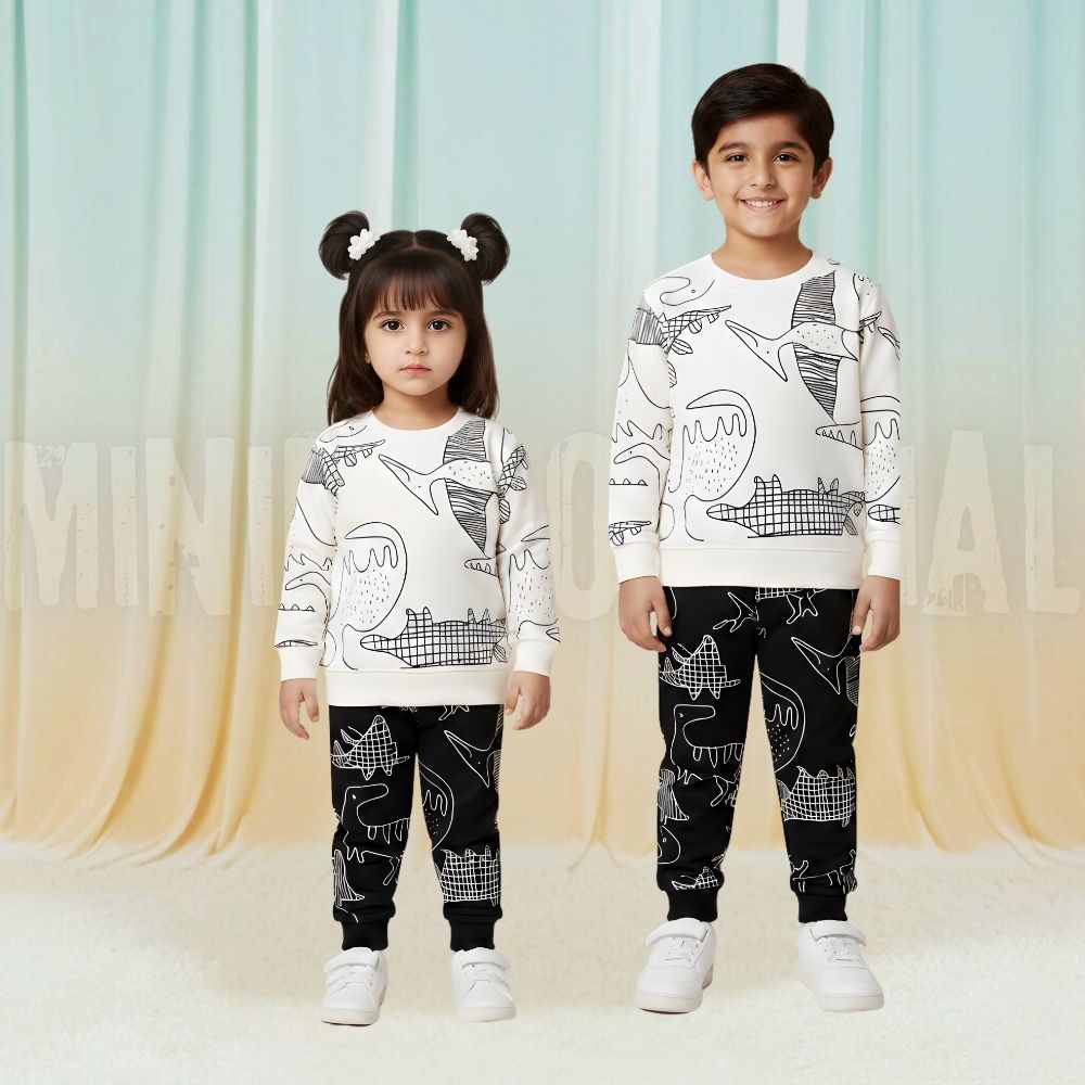 Dino B&W Fleece Tracksuit