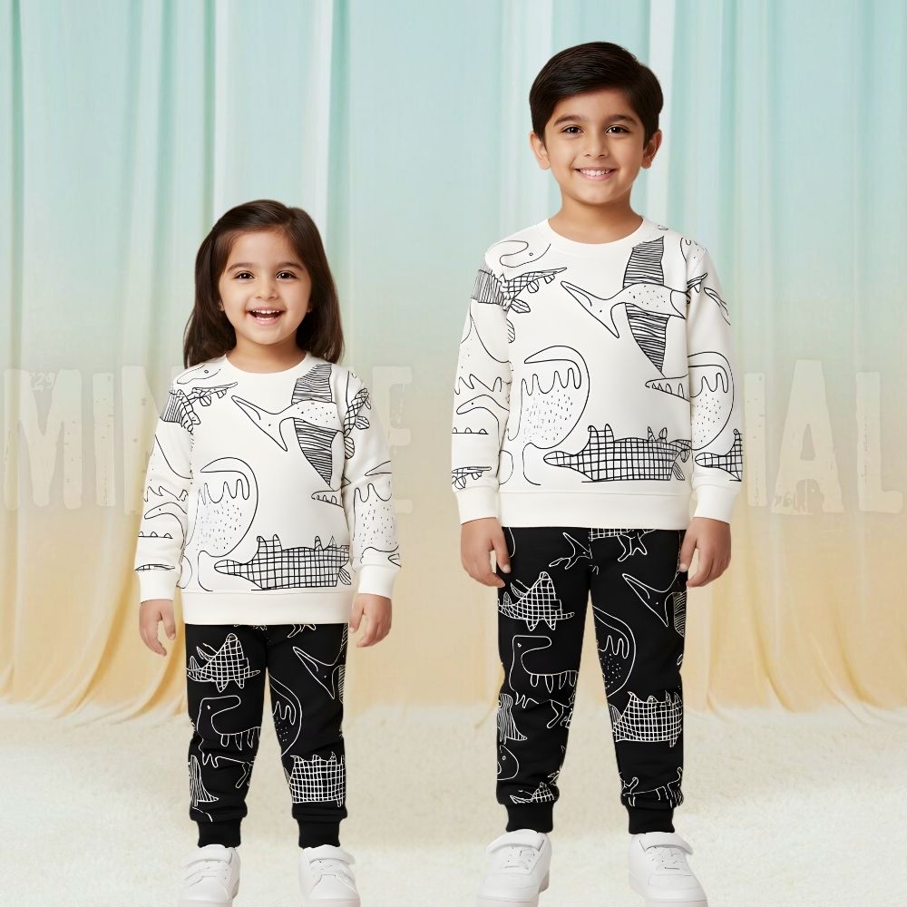 Dino B&W Fleece Tracksuit