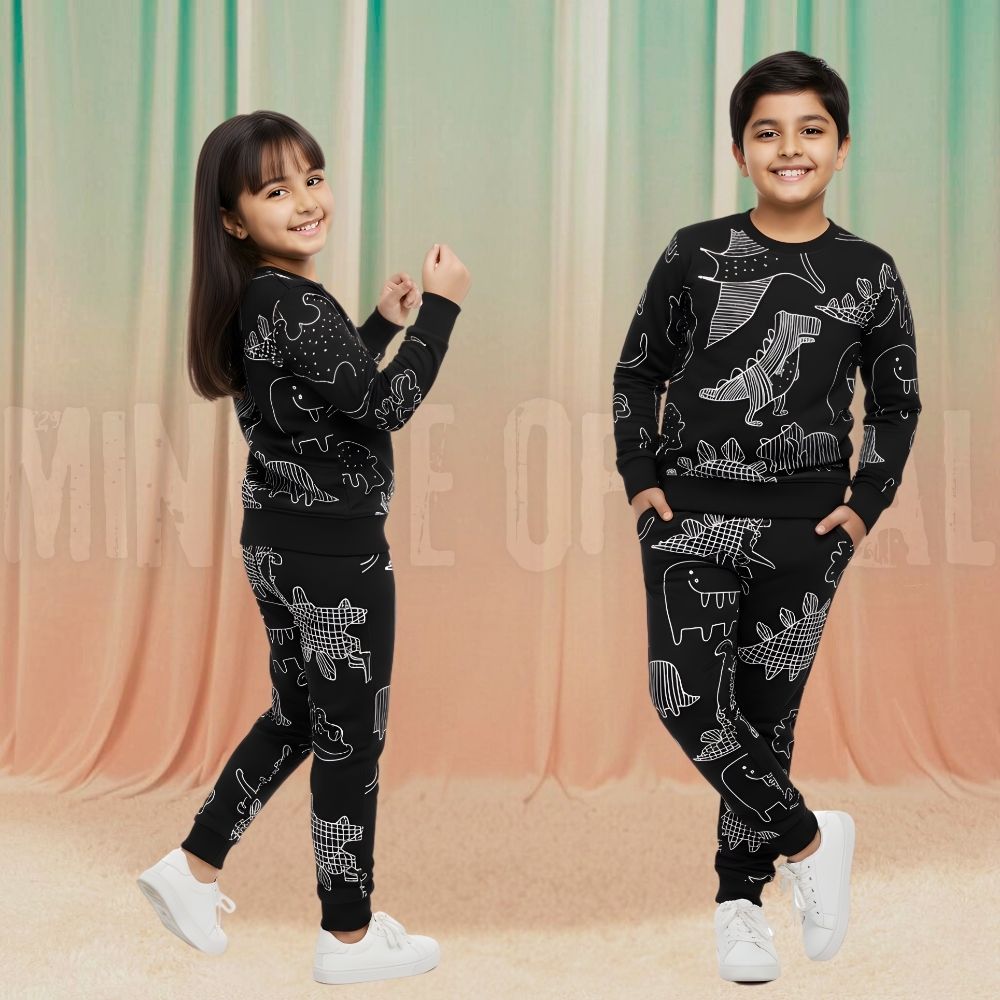 Dino Black Fleece Tracksuit