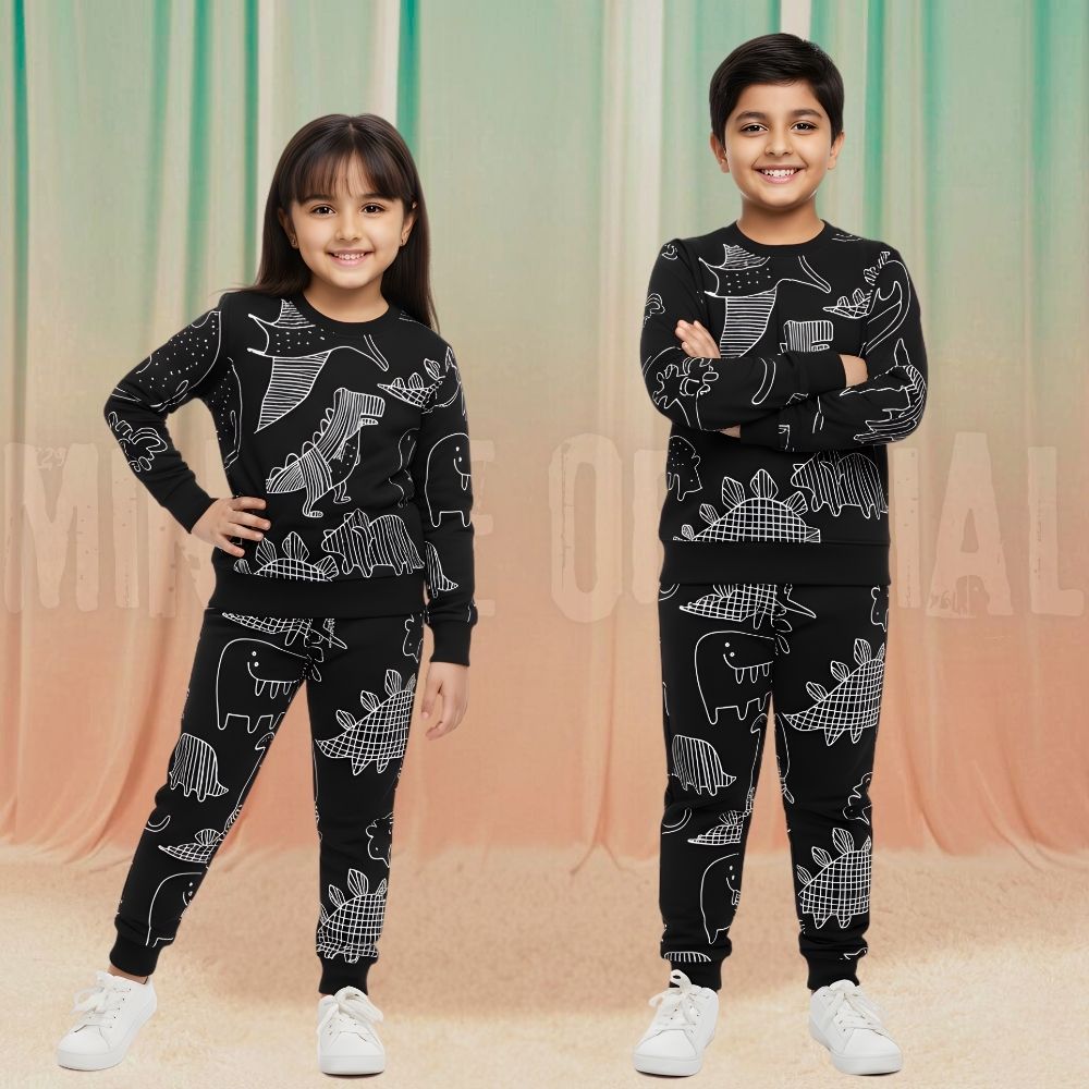 Dino Black Fleece Tracksuit