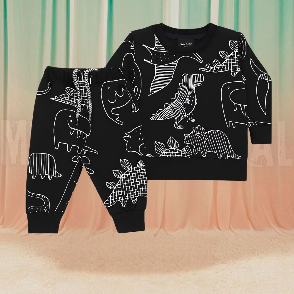 Dino Black Fleece Tracksuit