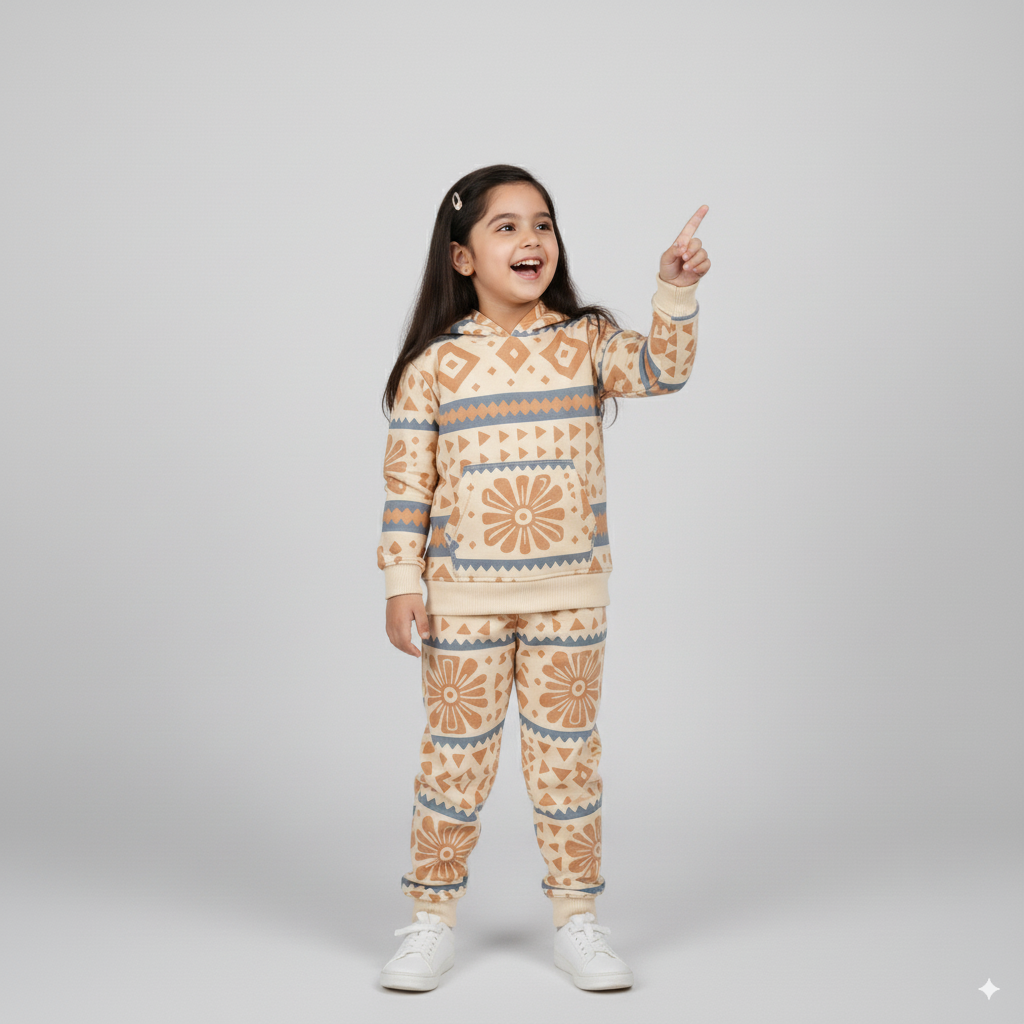 Safari Geo Print Hoodie Tracksuit