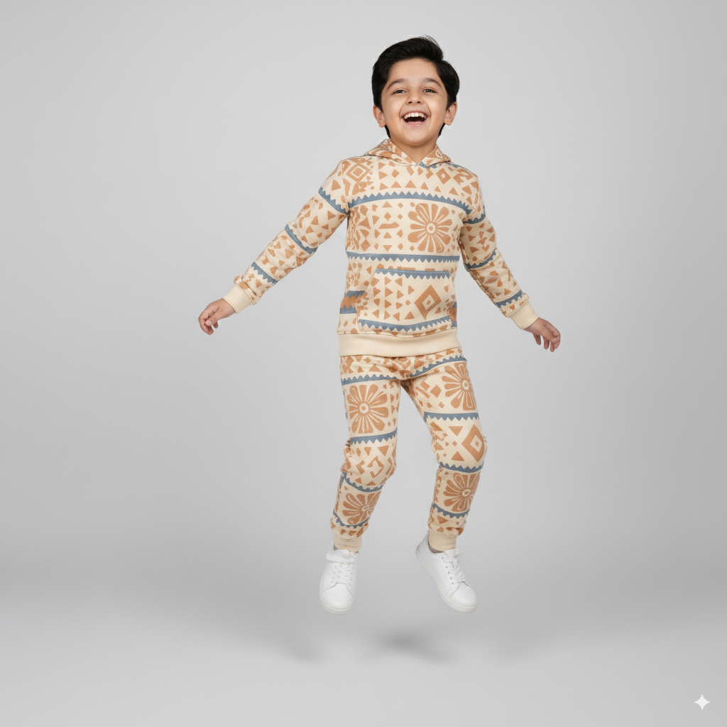 Safari Geo Print Hoodie Tracksuit