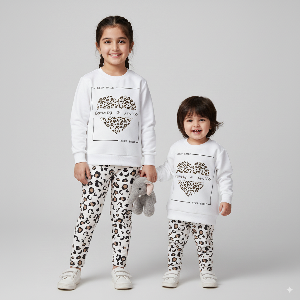 Leopard Heart Fleece Tracksuit