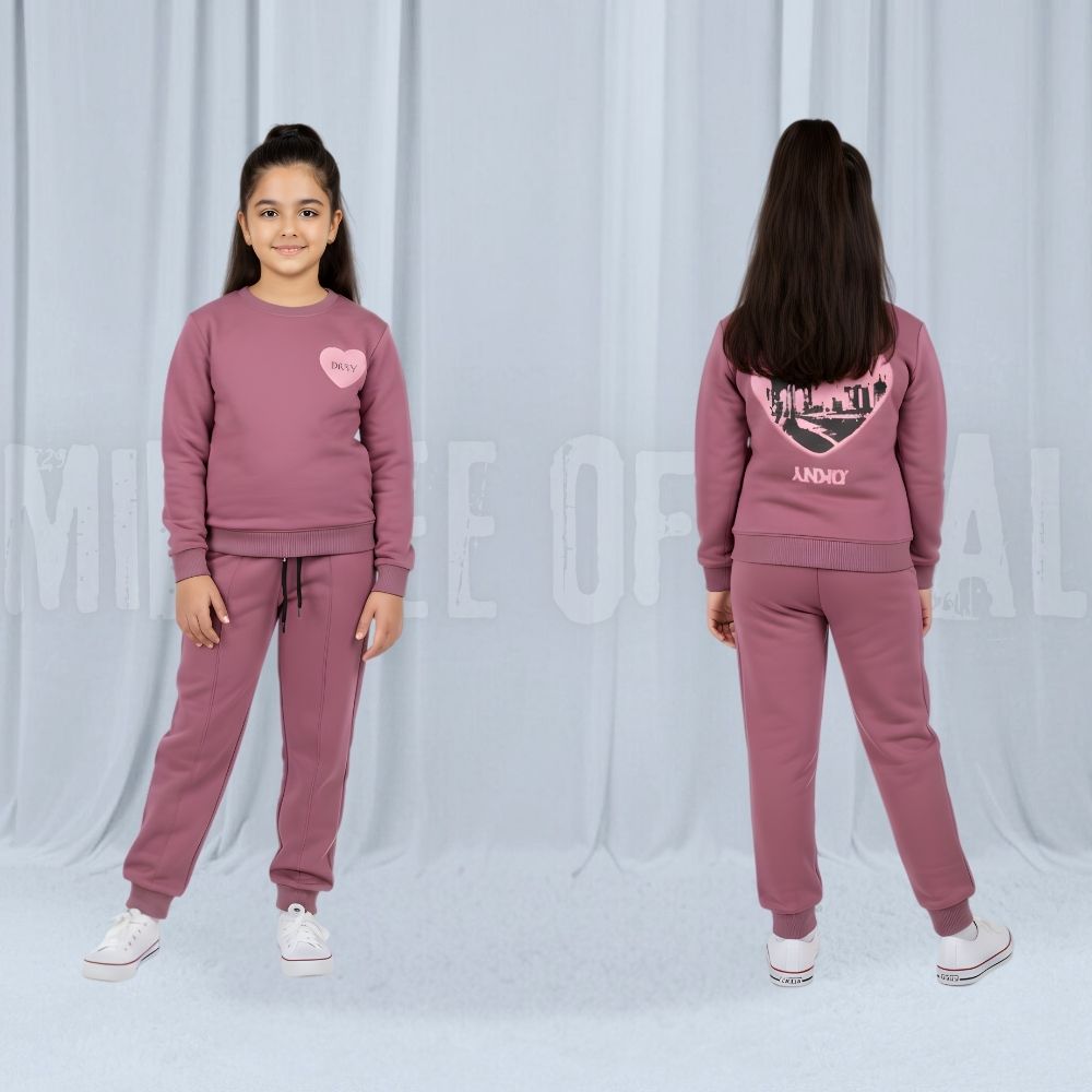 Heart TeaPink Fleece Tracksuit