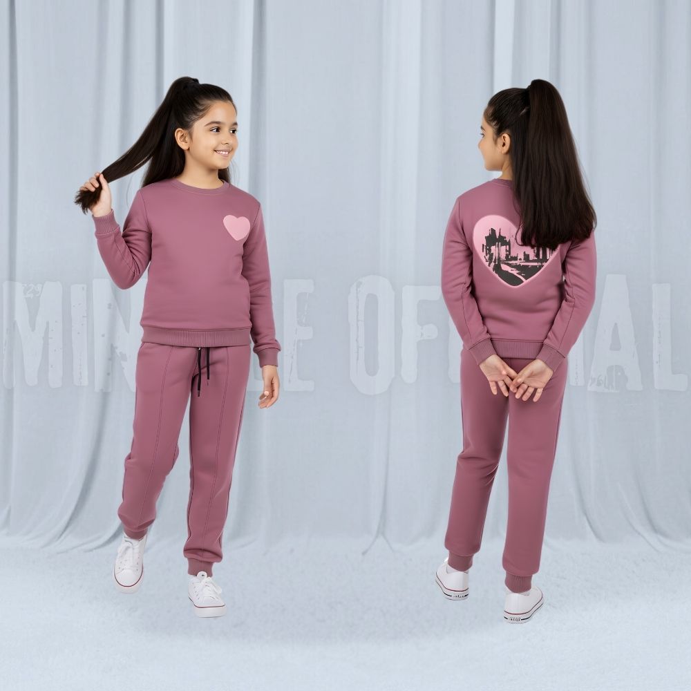 Heart TeaPink Fleece Tracksuit