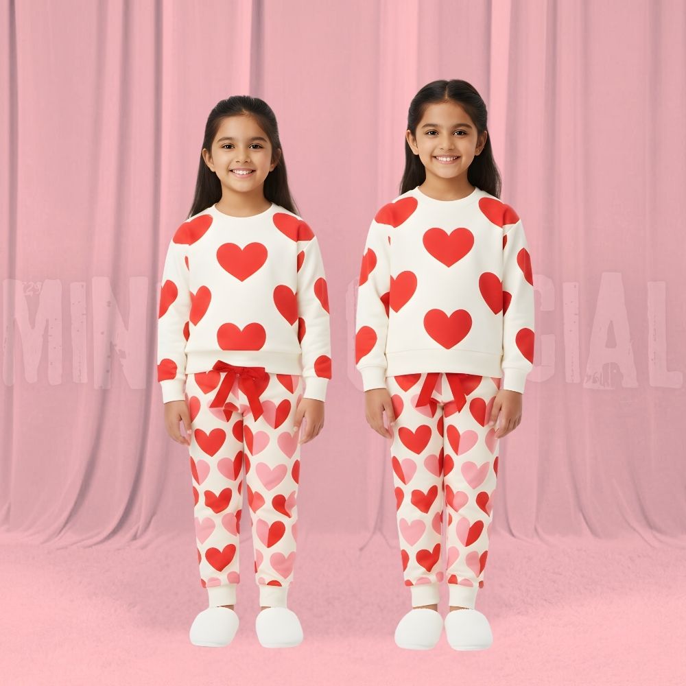 Heart White Fleece Tracksuit