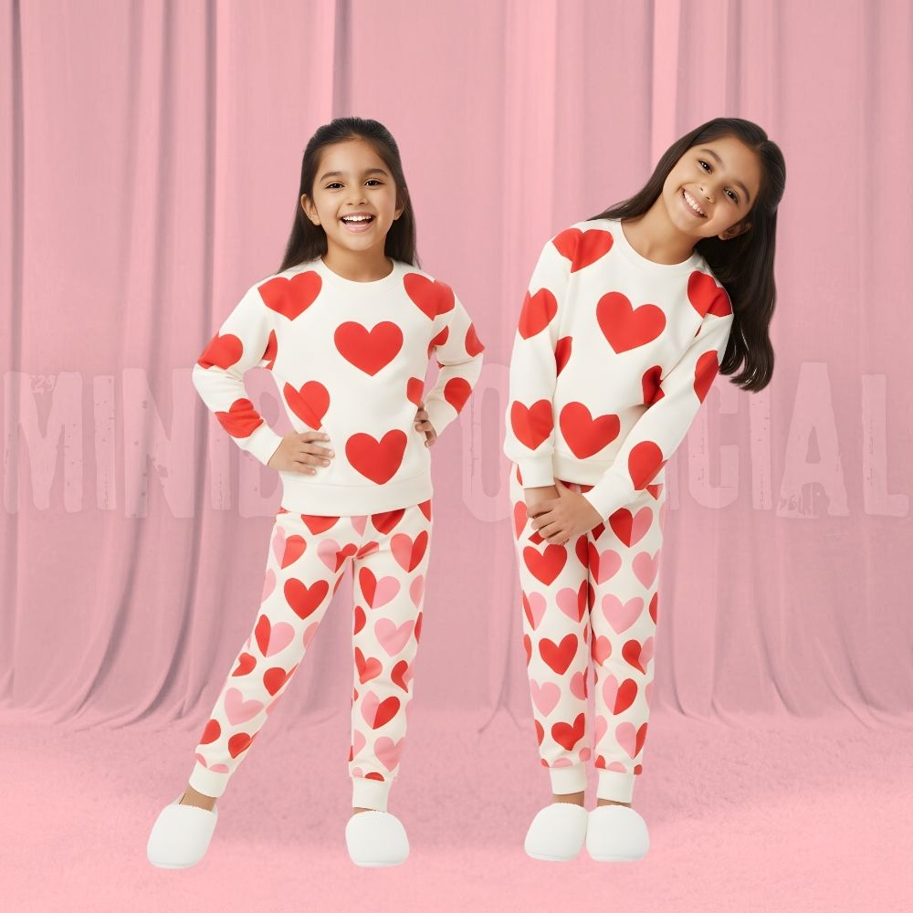 Heart White Fleece Tracksuit