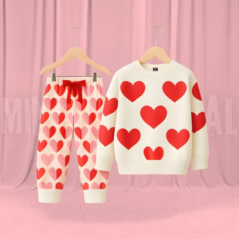 Heart White Fleece Tracksuit