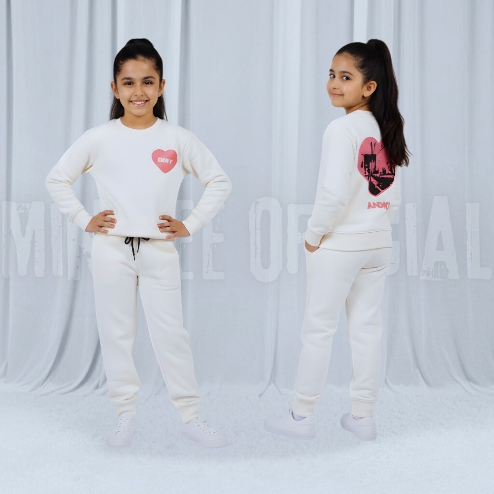 Heart White Fleece Tracksuit