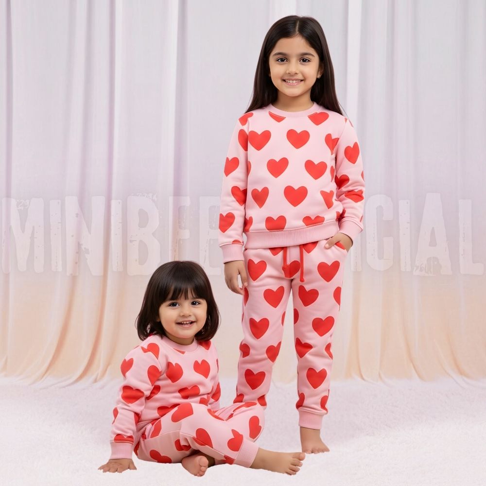 Heart Pink Fleece Tracksuit