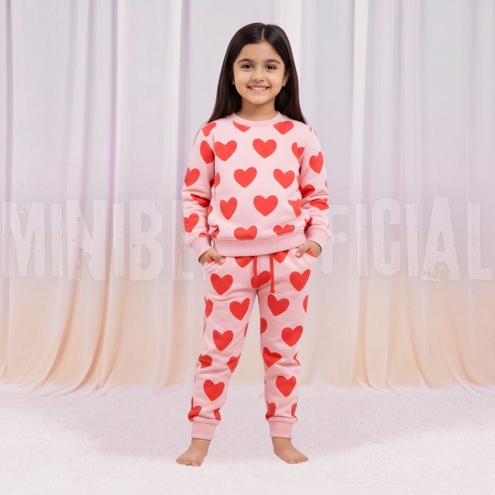 Heart Pink Fleece Tracksuit