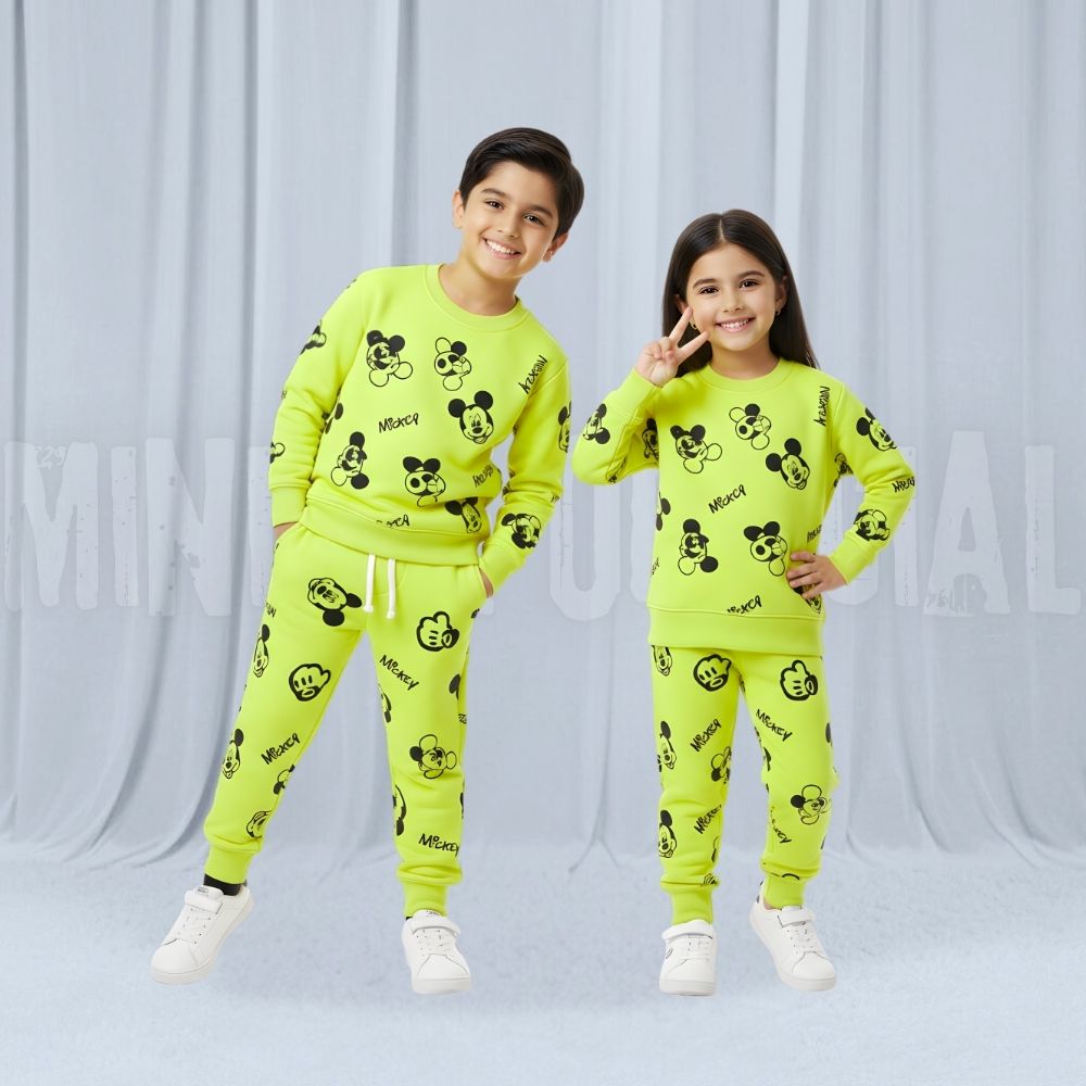 Small Micky Light Green Fleece Tracksuit