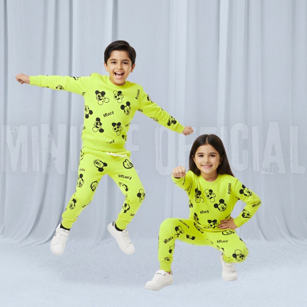 Small Micky Light Green Fleece Tracksuit